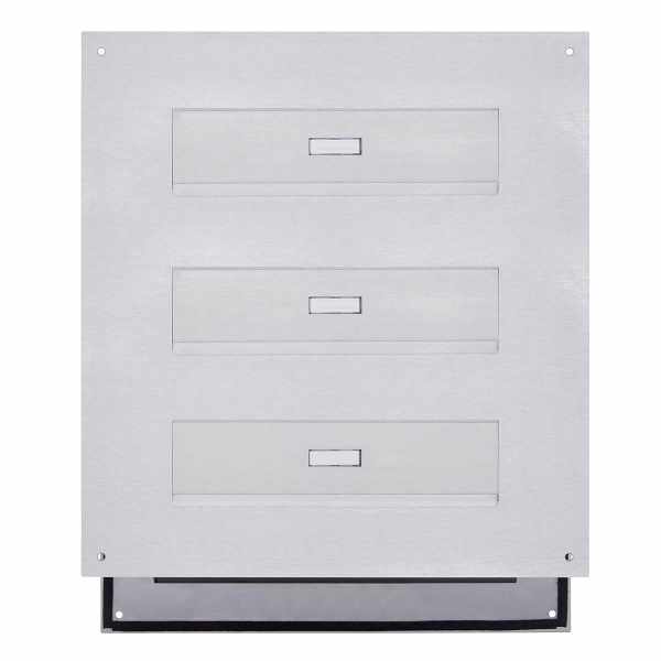 3-compartment Stainless steel wall pass-through mailbox DESIGNER Style - polished stainless steel