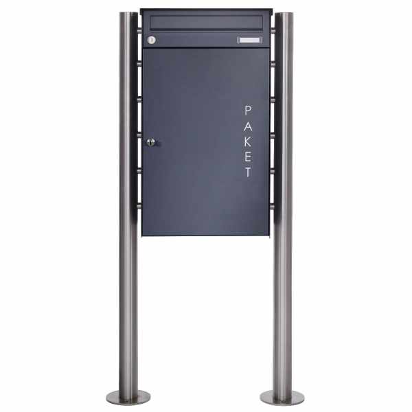Stainless steel parcel box freestanding BASIC Plus 863X ST-R with parcel compartment 550x370 in RAL of your choice