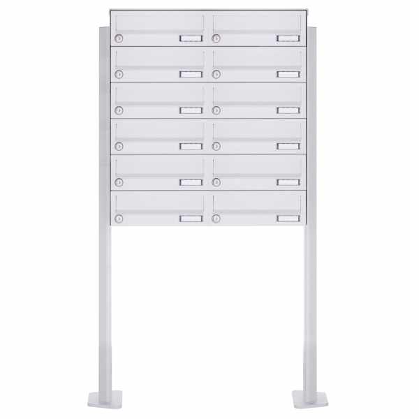 12-compartment 6x2 free-standing letterbox Design BASIC 385P-9016 ST-T - RAL 9016 traffic white