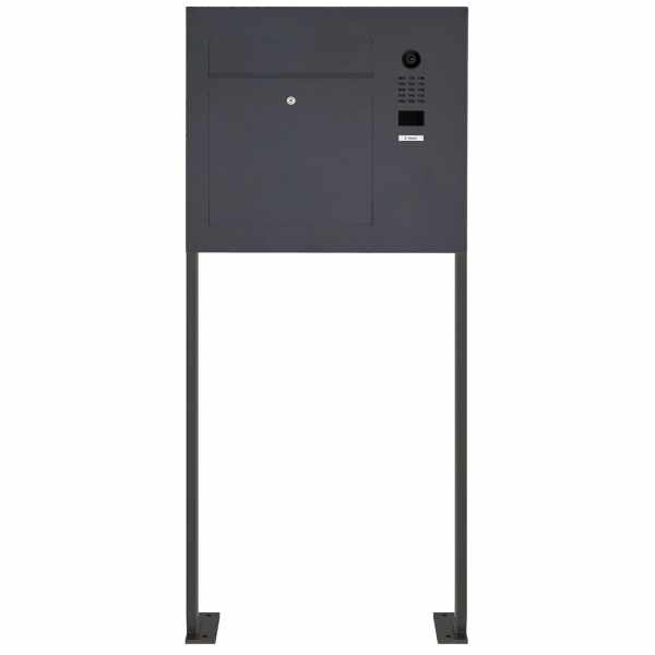 Stainless steel free-standing letterbox Designer BIG ST-P with DoorBird video intercom side - RAL