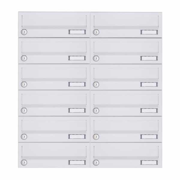 12-compartment 6x2 surface mounted mailbox system Design BASIC 385A-9016 AP - RAL 9016 traffic white