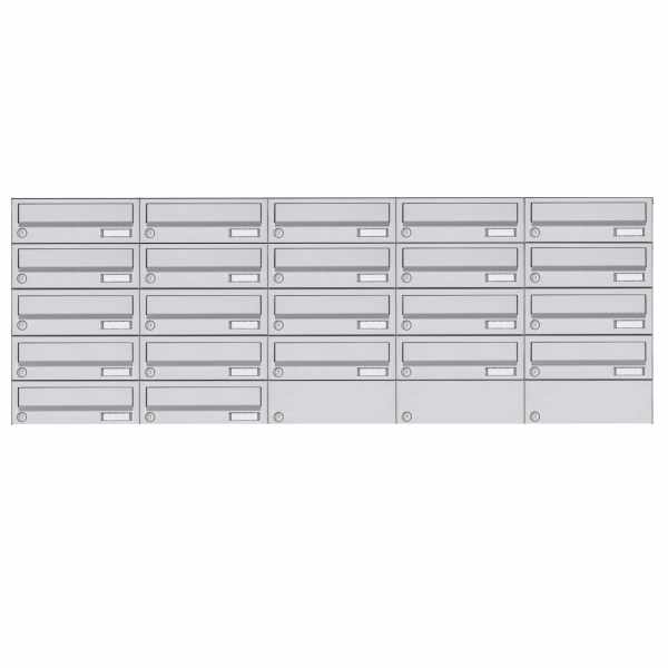 22-compartment 5x5 surface-mounted mailbox system Design BASIC 385A-VA AP - stainless steel V2A, polished