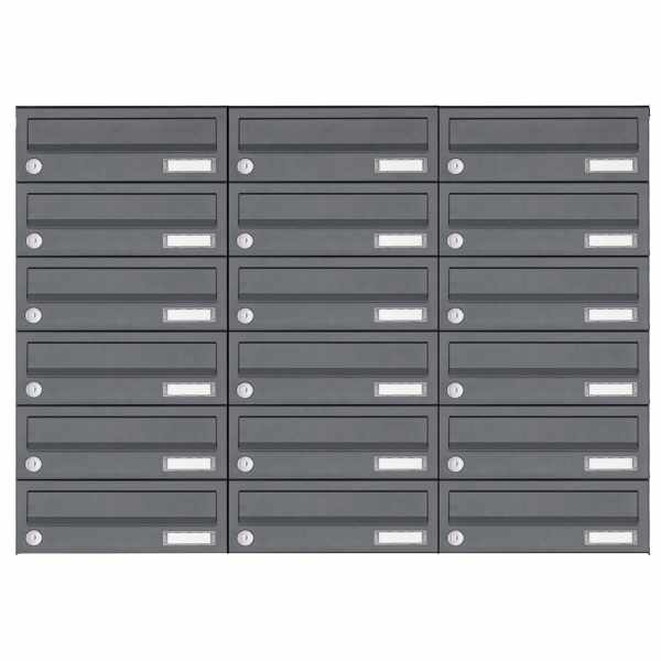 18-compartment Stainless steel surface mailbox system Design BASIC Plus 385XA AP - RAL of your choice
