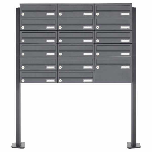 17-compartment Letterbox system freestanding Design BASIC 385P-7016 ST-T - RAL 7016 anthracite gray