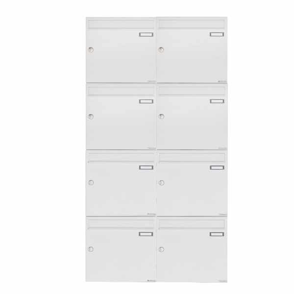 8-compartment 4x2 surface mounted mailbox system Design BASIC 382A AP - RAL 9016 traffic white