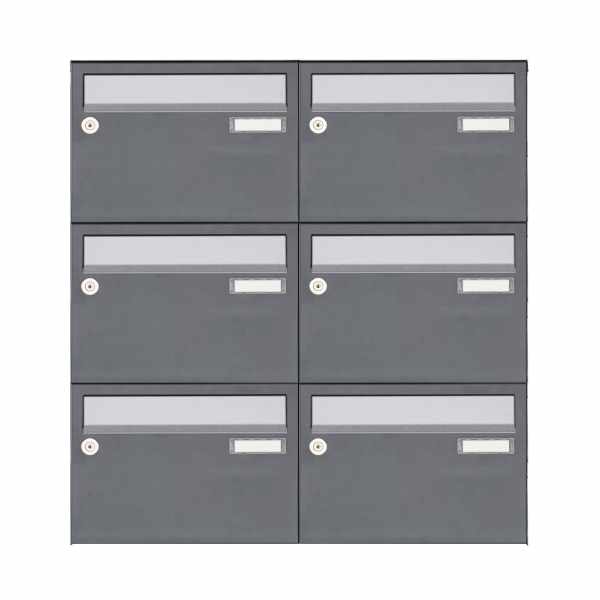 6-compartment Surface mounted mailbox system Design BASIC Plus 385 XA 220 - stainless steel - RAL of your choice