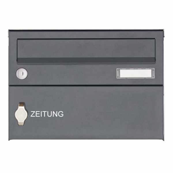 1er stainless steel surface mailbox system Design BASIC 385XA AP with newspaper compartment - RAL at choice