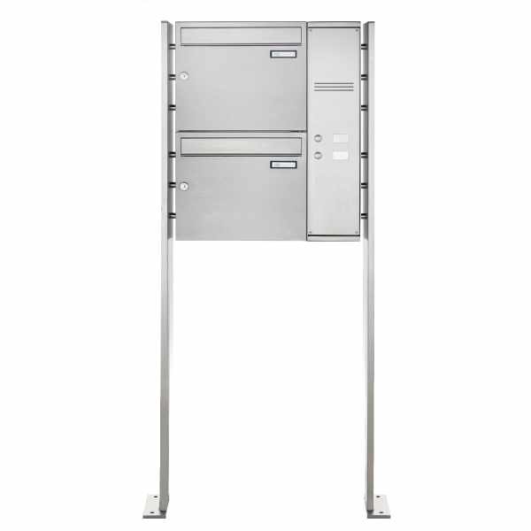 2-compartment Stainless steel free-standing letterbox BASIC Plus 592C ST-P - Bell box - INDIVIDUAL