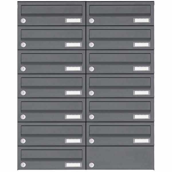 13-compartment Stainless steel surface mailbox system Design BASIC Plus 385XA AP - RAL of your choice