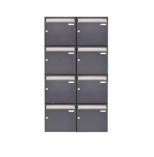 8-compartment 4x2 surface-mounted letterbox system Design BASIC 382 AP - stainless steel RAL 7016 anthracite gray