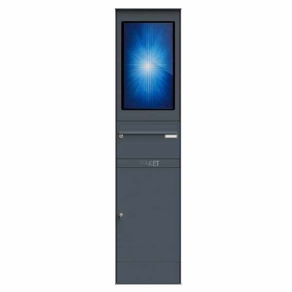 Mailbox stele BASIC Plus 864X - parcel compartment 550x370 - 21.5" touch screen - RAL color