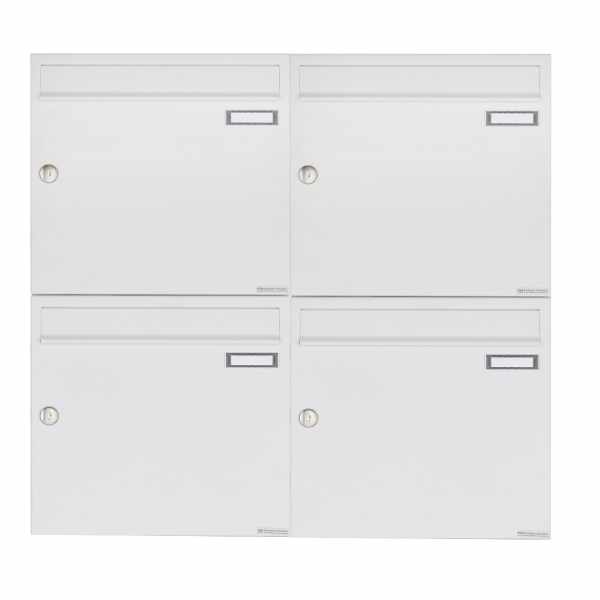 4-compartment 2x2 surface mounted mailbox system Design BASIC 382A AP - RAL 9016 traffic white