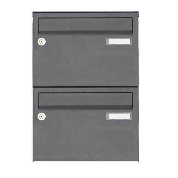 2-compartment Surface mounted mailbox system Design BASIC 385 A 220 - RAL 7016 anthracite gray fine structure matt