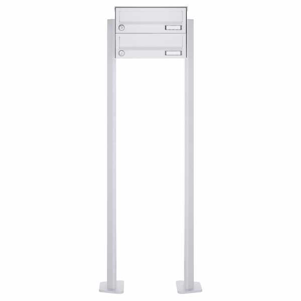 2-compartment free-standing letterbox Design BASIC 385P-9016 ST-T - RAL 9016 traffic white