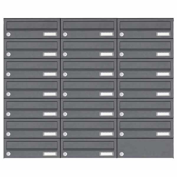 20-compartment 7x3 stainless steel surface mailbox system Design BASIC Plus 385XA AP - RAL of your choice