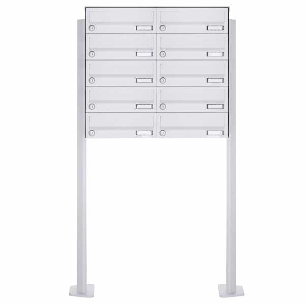 10-compartment 5x2 free-standing letterbox Design BASIC 385P-9016 ST-T - RAL 9016 traffic white