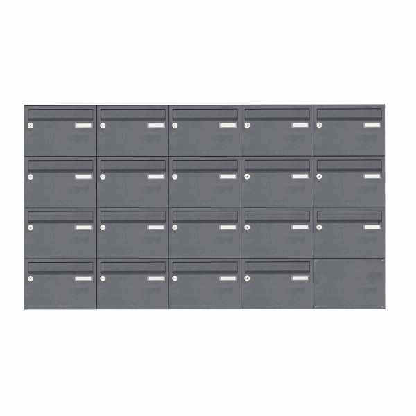 19-compartment Stainless steel surface mailbox system Design BASIC Plus 385 XA 220 - RAL of your choice