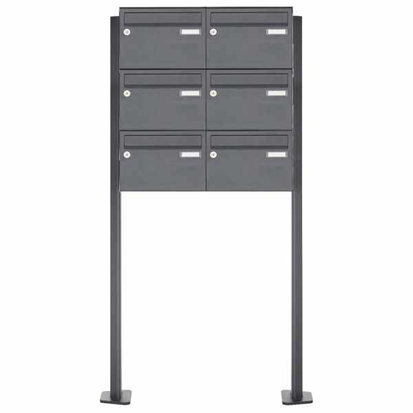 6-compartment 3x2 stainless steel mailbox freestanding design BASIC Plus 385XP220 ST-T - RAL of your choice
