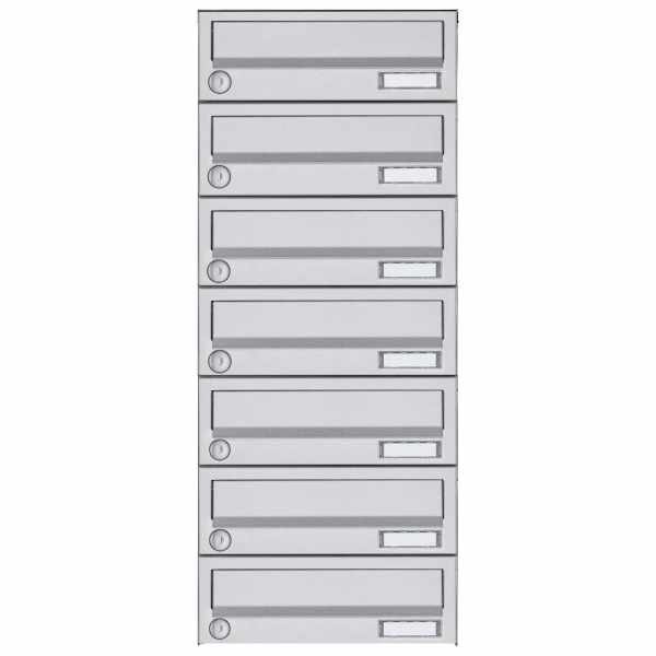 7-compartment Surface-mounted mailbox system Design BASIC 385A AP - stainless steel V2A, polished