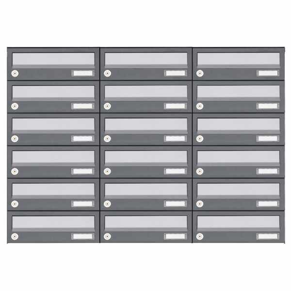 18-compartment 6x3 surface mounted mailbox system Design BASIC 385A AP - stainless steel RAL 7016 anthracite
