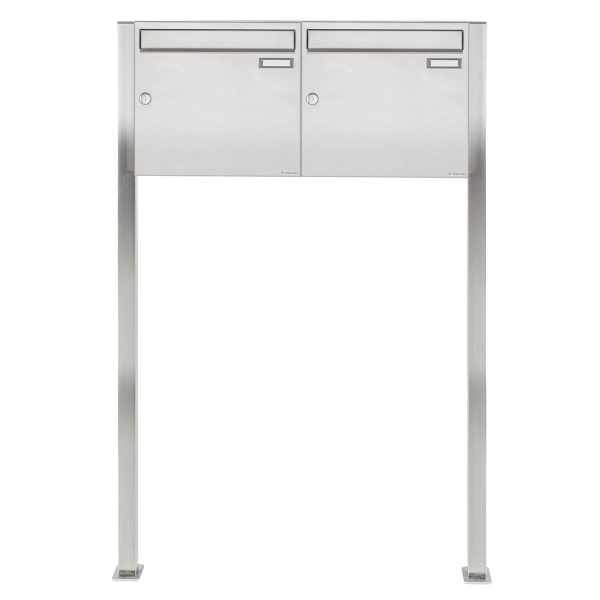 2-compartment 1x2 stainless steel free-standing letterbox Design BASIC 384 ST-Q