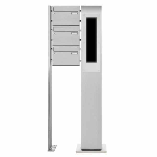 3-compartment Stainless steel free-standing letterbox BASIC Plus 385X220 ST-P - GIRA System 106 - 5-compartment prepared