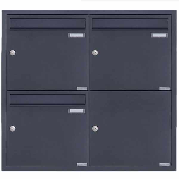 3-compartment 2x2 stainless steel flush-mounted mailbox system BASIC Plus 382XU UP - RAL of your choice - 3 parties