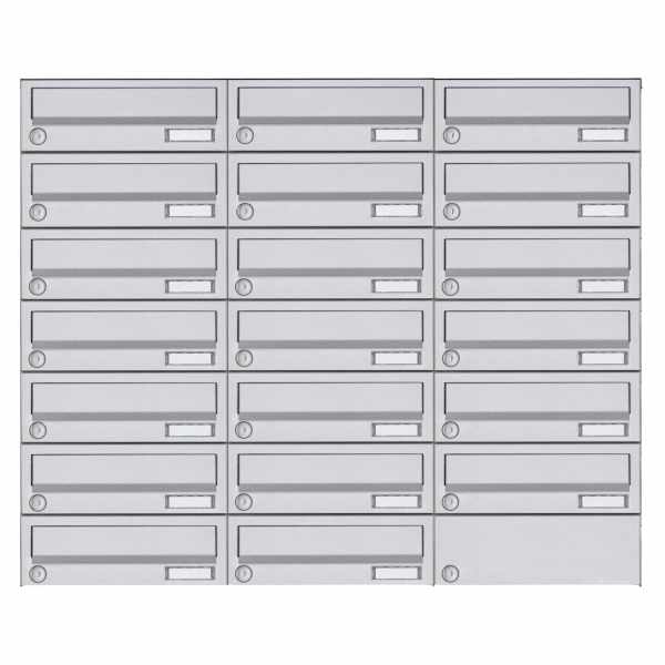 20-compartment 7x3 surface-mounted mailbox system Design BASIC 385A- VA AP - stainless steel V2A, polished