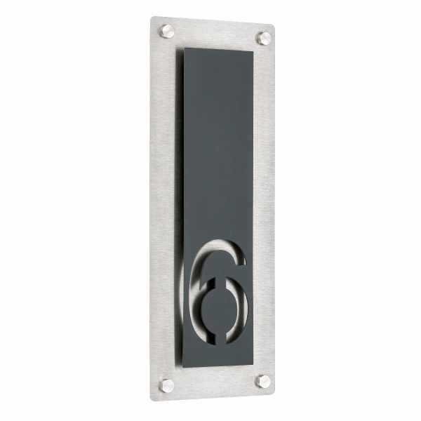 House number PREMIUM Design 691 - base plate stainless steel - house number RAL color- 1 digit