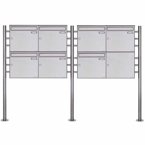 7-compartment free-standing letterbox Design BASIC Plus 381X ST-R - stainless steel V2A polished