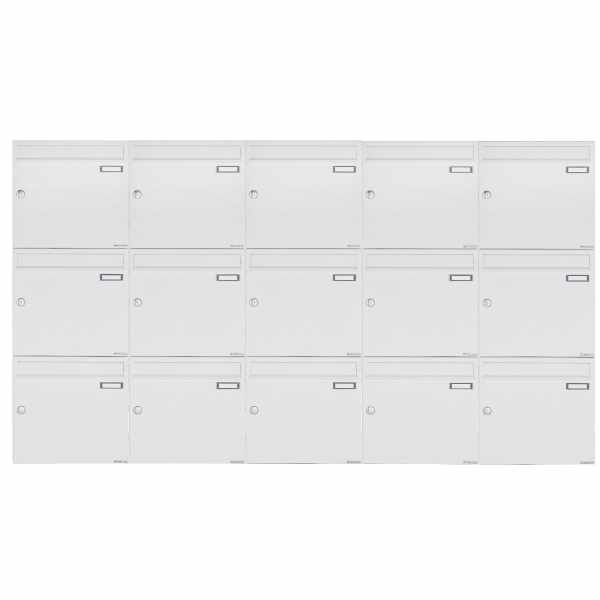 15-compartment 3x5 surface mounted mailbox system Design BASIC 382A AP - RAL 9016 traffic white