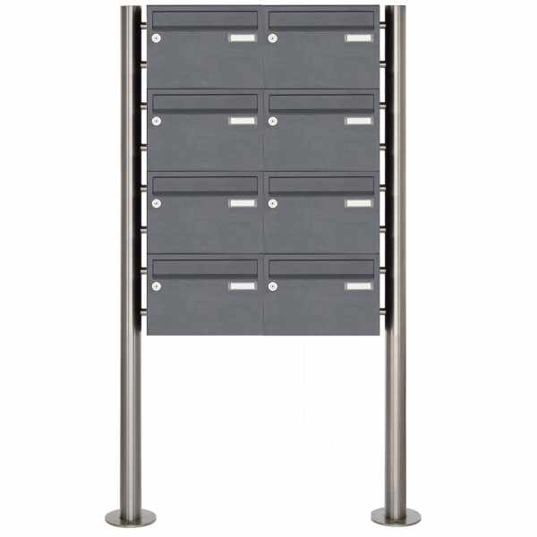8-compartment Letterbox system freestanding Design BASIC 385220 7016 ST-R - RAL 7016 anthracite gray