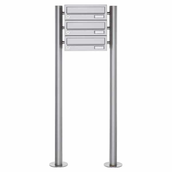 3-compartment Letterbox system freestanding Design BASIC 385 ST-R - stainless steel V2A, polished