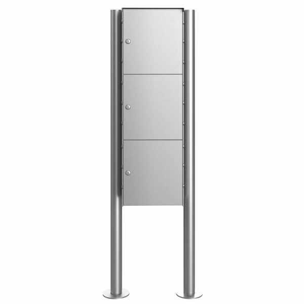 3-compartment Stainless steel locker free standing BASIC Plus 385XB - 3x lockers - stainless steel polished