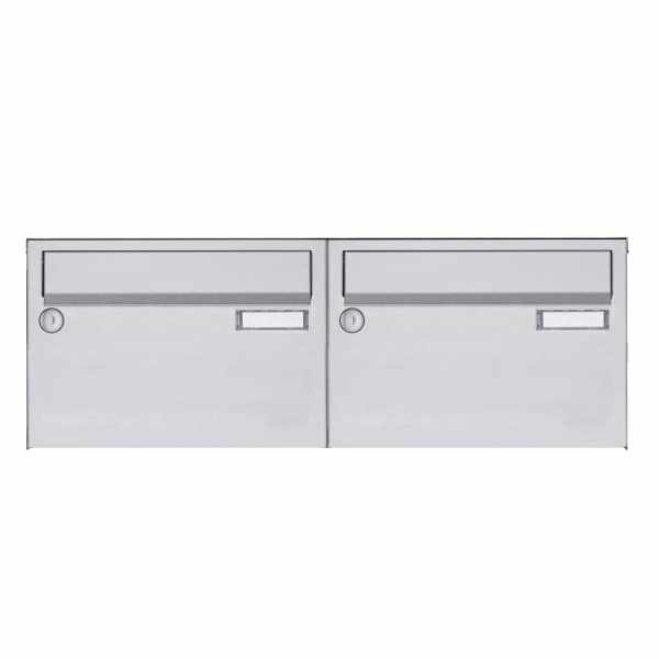 2-compartment Stainless steel surface mailbox system Design BASIC 385 A 220 Horizontal - stainless steel V2A