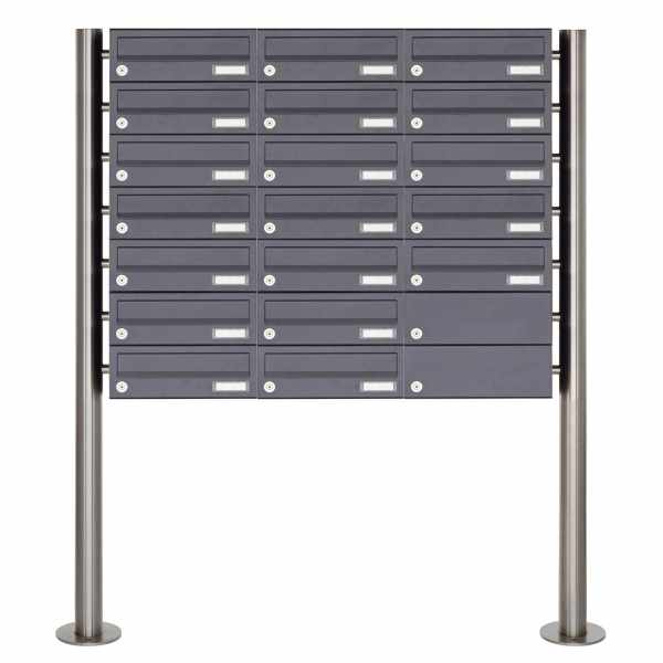 19-compartment 7x3 stainless steel mailbox freestanding design BASIC Plus 385X ST-R - RAL of your choice