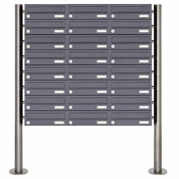 24-compartment Letterbox system freestanding Design BASIC 385-7016 ST-R - RAL 7016 anthracite gray
