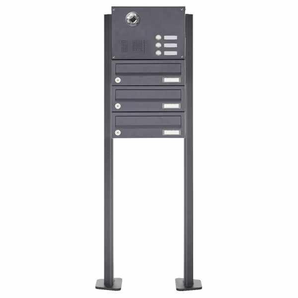 3-compartment free-standing letterbox Design BASIC Plus 385KXP ST-T with bell & speech - camera preparation