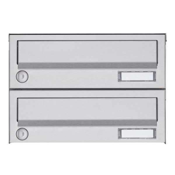 2-compartment Surface-mounted mailbox system Design BASIC 385A AP - stainless steel V2A, polished