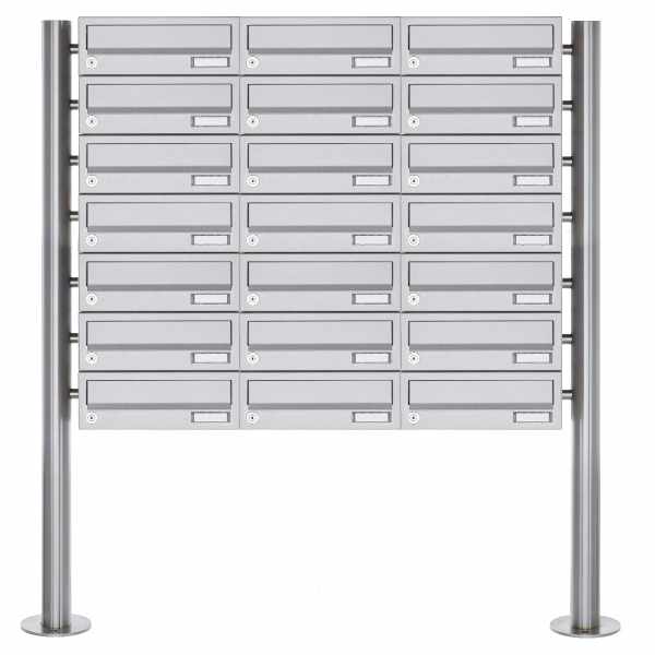 21-compartment Letterbox system freestanding Design BASIC 385-VA ST-R - stainless steel V2A, polished