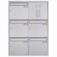 5-compartment 2x3 stainless steel flush-mounted mailbox system BASIC Plus 382XU UP with bell box