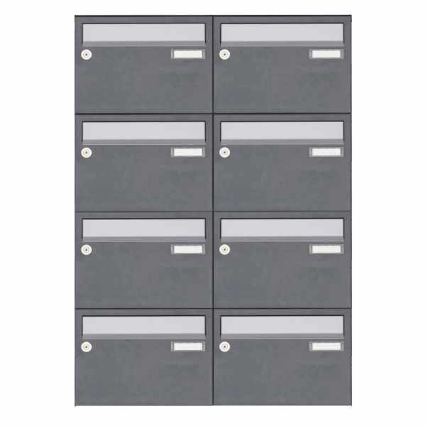 8-compartment Surface mounted mailbox system Design BASIC Plus 385 XA 220 - stainless steel - RAL of your choice