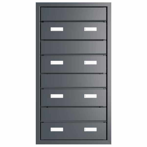 4-compartment 1x4 design pass-through mailbox GOETHE MDW with nameplate - RAL of your choice