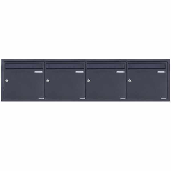 4-compartment 4x1 stainless steel flush-mounted mailbox system BASIC Plus 382XU UP - RAL of your choice - 4 parties