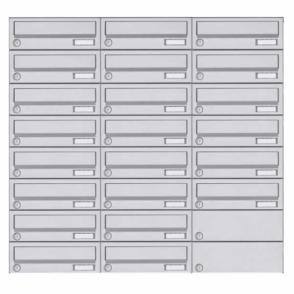 22-compartment 8x3 surface-mounted mailbox system Design BASIC 385A- VA AP - stainless steel V2A, polished