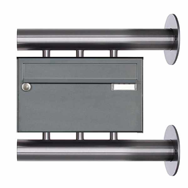 Stainless steel mailbox Design BASIC Plus 385XW220 for side wall mounting - RAL of your choice