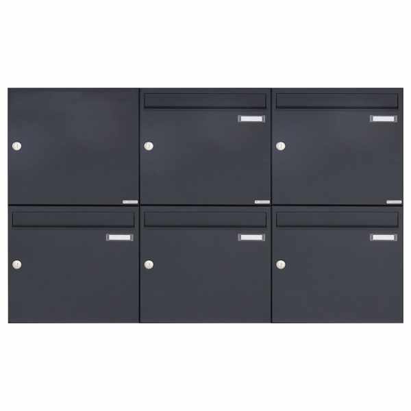 5-compartment 2x3 surface mailbox design BASIC 382A AP - RAL 7016 anthracite gray