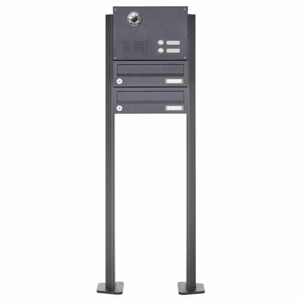 2-compartment free-standing letterbox Design BASIC Plus 385KXP ST-T with bell & speech - camera preparation