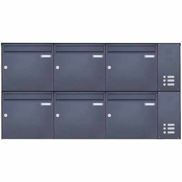 6-compartment Surface mounted mailbox BASIC Plus 382X AP with bell box on the side - RAL of your choice
