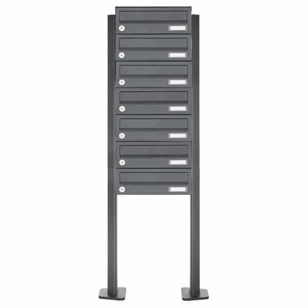 7-compartment Letterbox system freestanding design BASIC 385P ST-T - RAL 7016 anthracite gray